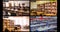 Composite of views from four security cameras in different areas at a school