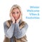 Composite of winter welcome vibes and festivities text over caucasian woman in wam winter clothes