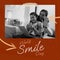 Composite of world smile day text and biracial mother and daughter smiling over brown background