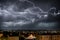 Composited thunderstorm at night in Targu Mures, Romania