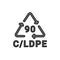 Composites recycling code C LDPE 90 line icon. Consumption code.