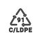 Composites recycling code C LDPE 91 line icon. Consumption code.