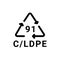 Composites recycling code C/LDPE 91 line icon. Consumption code.