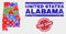 Composition of Alabama State Map Symbol Mosaic and Grunge Pesticides Free Zone Seal