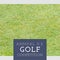 Composition of annual us golf competition text, grass and copy space on green background