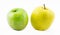 Composition of apples on a white background - green and yellow - still life