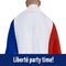 Composition of bastille day text over caucasian man with flag of france