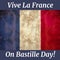 Composition of bastille day text over flag of france