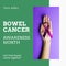 Composition of bowel cancer awareness month text over hand with cancer ribbon