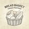 Composition of bread basket. Vector sketch of baking colllection, realistic, simple design.