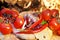 Composition with Bread, Tomatoes, Hot Chili Pepper and Garlic