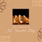 Composition of celebrate all saints day text with candles on beige background