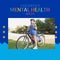 Composition of children\\\'s mental health week text and girl on bike