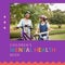 Composition of children\\\'s mental health week text and grandmother and granddaughter on bikes