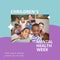Composition of children\\\'s mental health week text and school children smiling