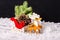 Composition of Christmas decoration reindeer and Santa sleigh wi