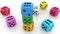 Composition of colorful dices on white