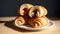 A Composition Of A Compellingly Intriguing Plate Of Croissants With Jam AI Generative
