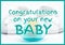 Composition of congratulations on your new baby text and booties