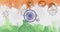 Composition of covid 19 cells icons over indian flag