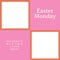 Composition of easter monday text and copy space on multi coloured background