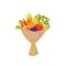 Composition of fresh vegetables. Bouquet made of ripe carrot, cucumbers, hot and bell pepper. Flat vector icon