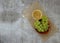 Composition of a glass of white wine  a bunch of grapes on a plate