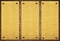Composition of golden plaque, banner on wooden