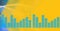 Composition of green graphic music equalizer over yellow background