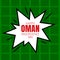 Composition of happy oman independence day text over green background