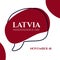 Composition of latvia independence day text over spots and shapes