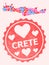 Composition of Love Smile Map of Crete Island and Grunge Heart Stamp