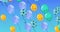 Composition of multiple blue and yellow balloons on blue background