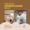 Composition of national apprenticeship week text and diverse business people in office