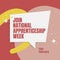 Composition of national apprenticeship week text over shapes