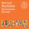 Composition of national autism awareness month text and hope text with multi colored puzzle pieces