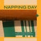 Composition of national napping day text over green stripes in background