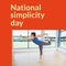 Composition of national simplicity day text over caucasian woman exercising