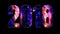 Composition for the new 2018 year. Beautiful multi colored fireworks through the inscription 2018. Bright fireworks