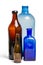 Composition of old blue and brown bottles