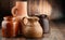 Composition with old pottery. Kitchen dishes