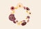 Composition pattern of pressed dried flowers of field poppies in the form of a circle. Mockup for greeting card, wedding