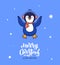The composition is a penguin is lying in the snow. Funny character for posters, t-shirt design