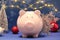 Composition with piggy bank and Christmas decor