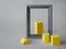 Composition with podiums for presentation products Layout of the scene yellow figures frame. Illuminating, Ultimate Gray