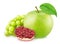 Composition with pomegranate, grape and apple isolated on a white background. Antioxidant concept.