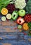 Composition of products containing ascorbic acid, vitamin C - citrus, cauliflower, broccoli, sweet pepper, kiwi, dog rose, tomatoe