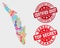 Composition of Protection Kerala State Map and Grunge Certified Idiot Stamp Seal