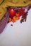 Composition of pumpkins, lighted cinnamon candles and buds. Background for halloween.