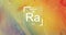 Composition of radium symbol over drops on metallic background